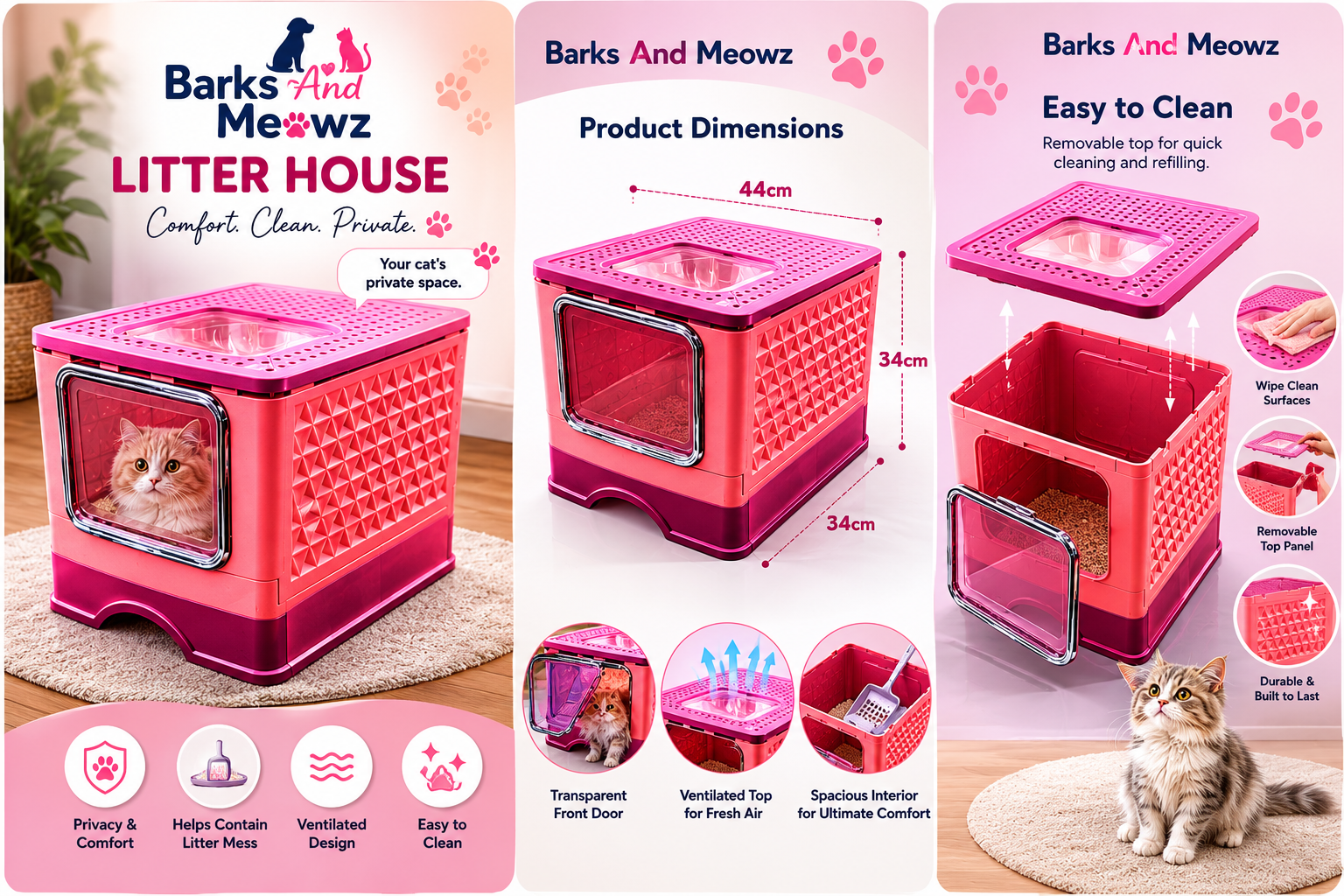 Premium Enclosed Cat Litter House | Spacious & Easy to Clean Cat Toilet Box