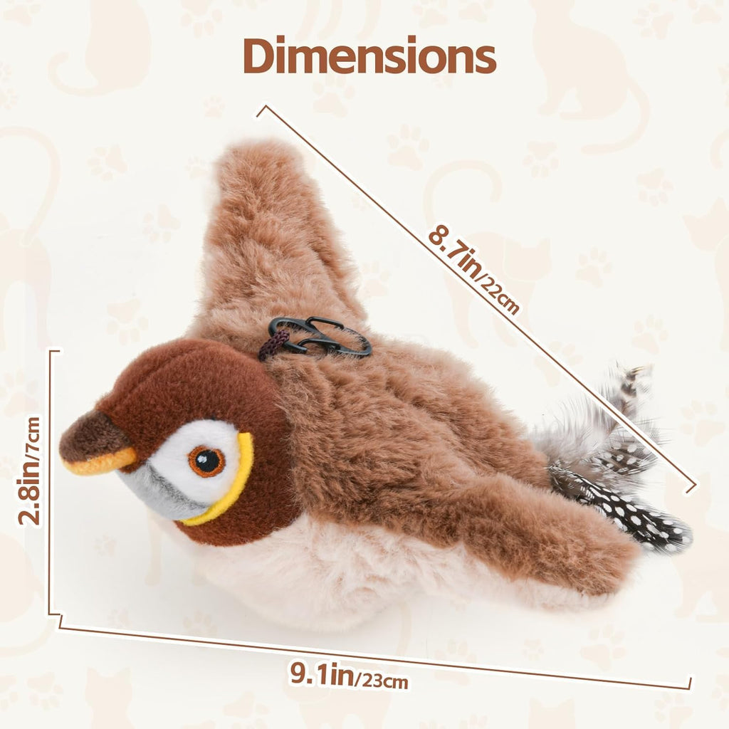 Flapping Bird Interactive Cat Toy, Chirping, Rechargeable,Touch Activated