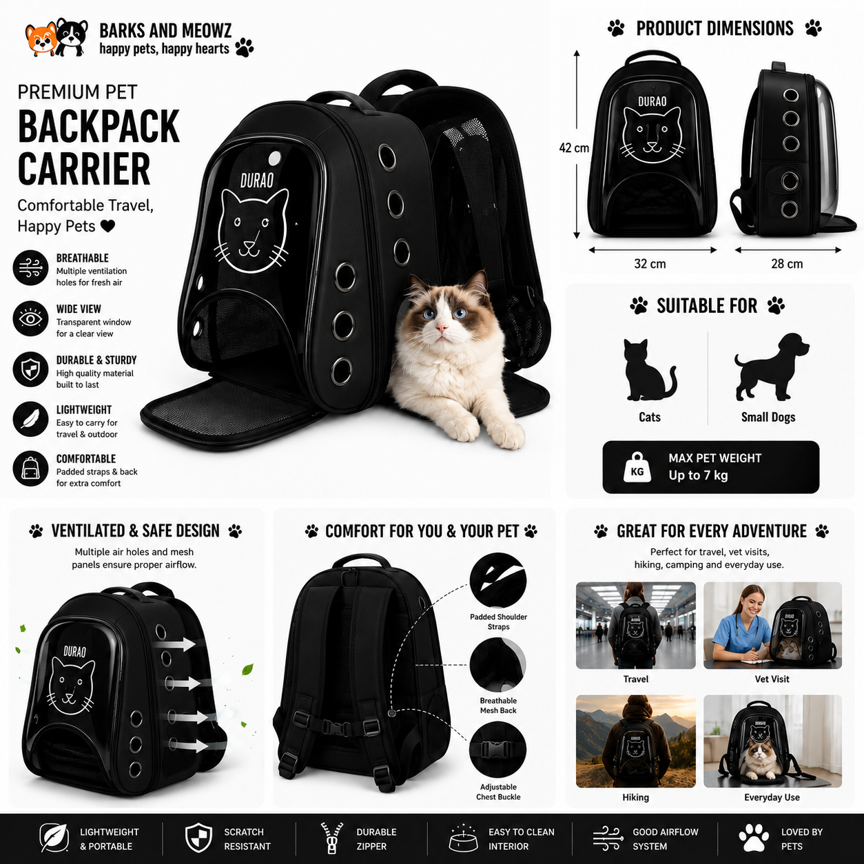 Cat & Small Dog Travel Backpack Carrier