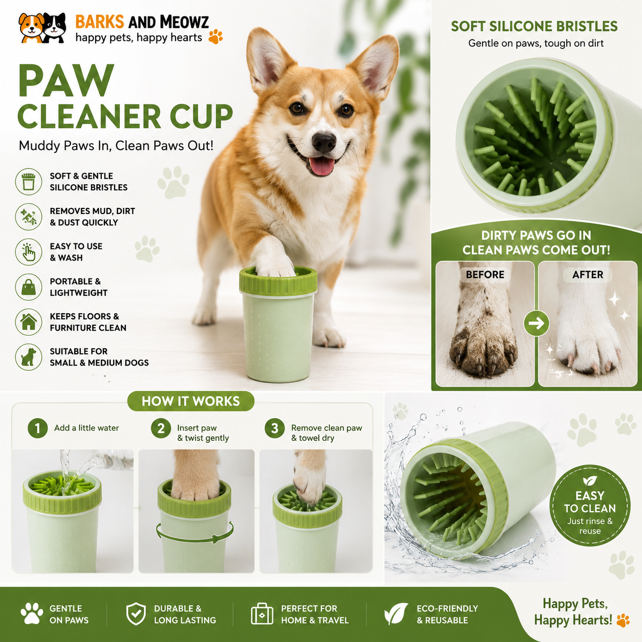 Paw Cleaner Cup
Soft Silicone Paw Washer for Dogs