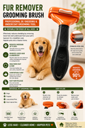Professional Fur Remover Grooming Brush for Dogs - Size M